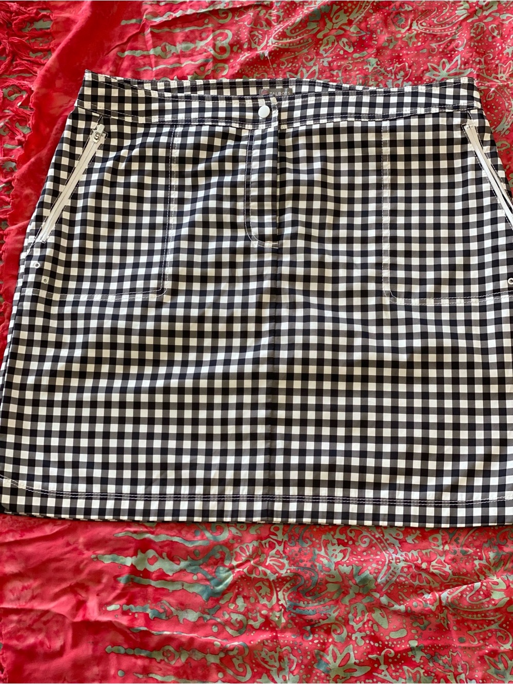 Talbots Black and White Gingham Mini Skirt